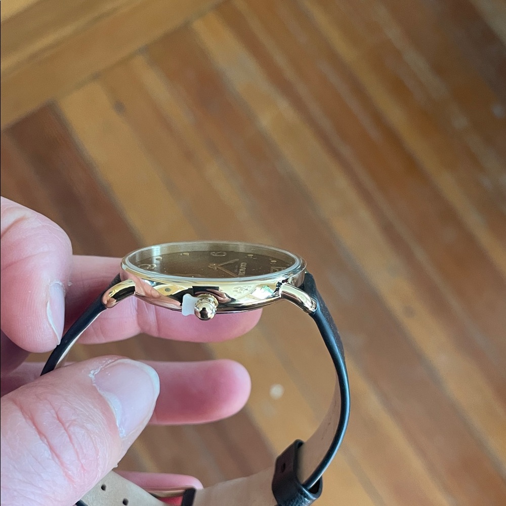 Coach Black Dial Leather Strap Watch with Gold Accents - Picture 8 of 10